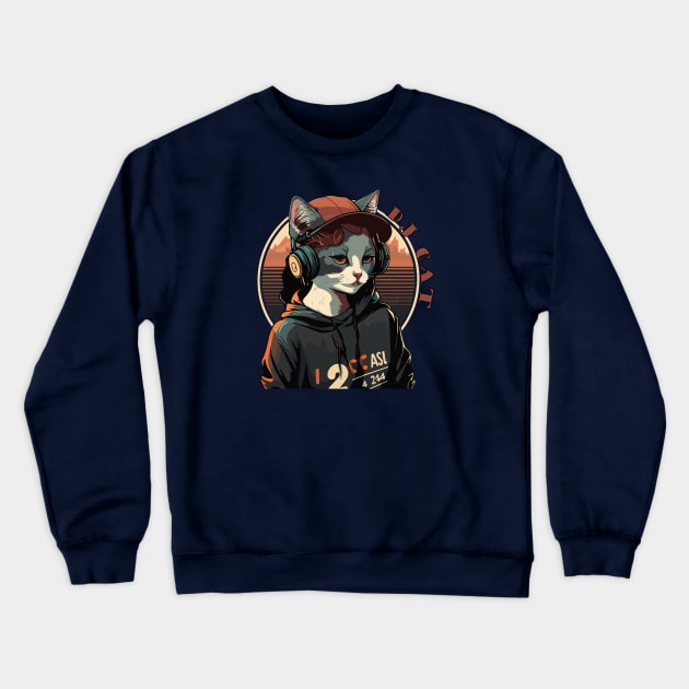 Dj Cat Crewneck Sweatshirt by MusicianCatsClub